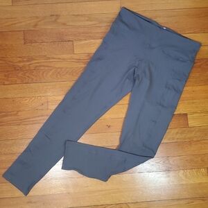 Outland M/L NEW Leggings Full Length High Waisted Pockets Tummy Support Grey